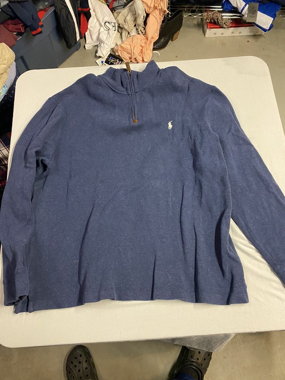 Polo Ralph Lauren 1/4 Zip Sweater Blue Long Sleeve Pullover Mens Size XL